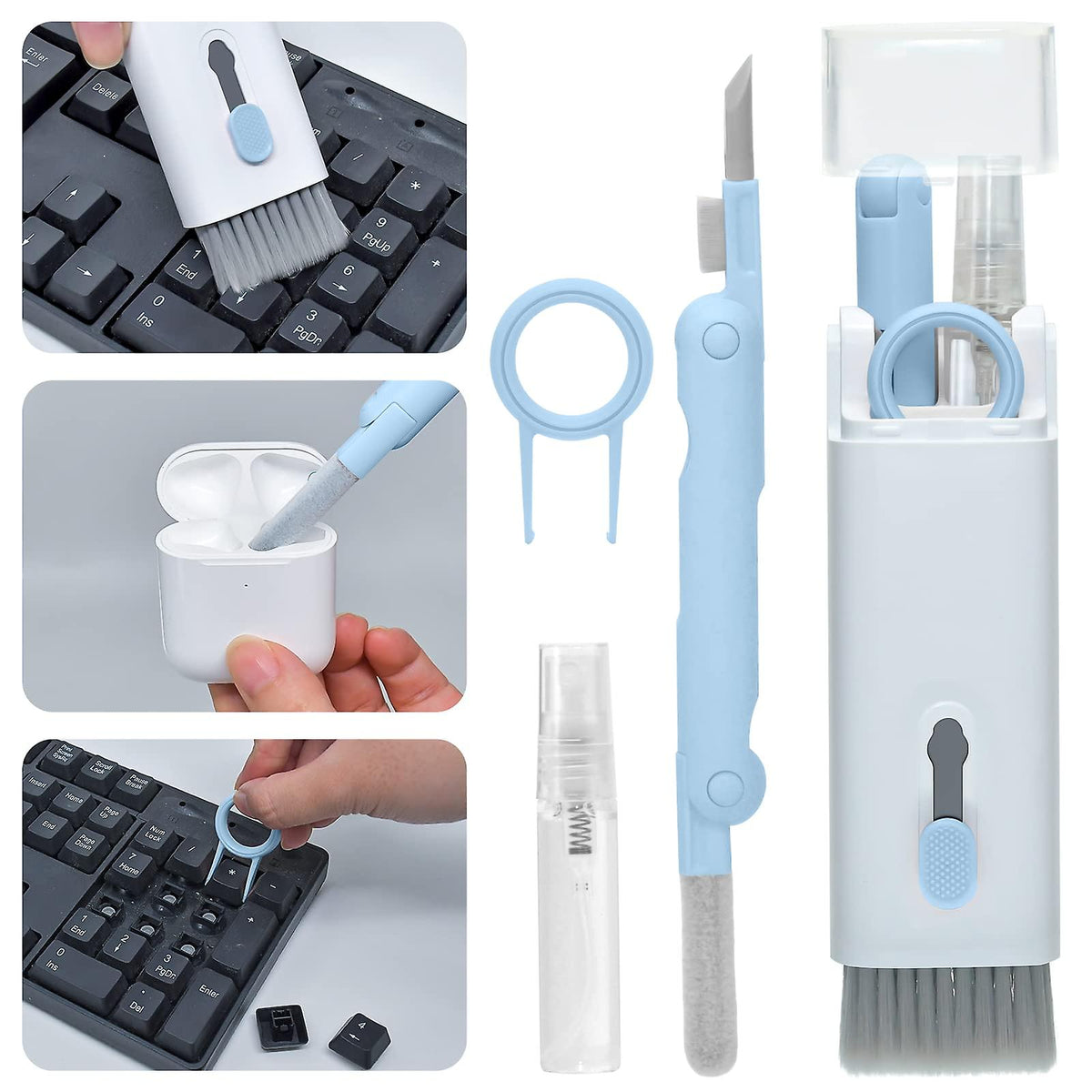7-in-1 Headphone & Keyboard Cleaning Kit – Multi-Function Earbuds Cleaning Pen & Brush