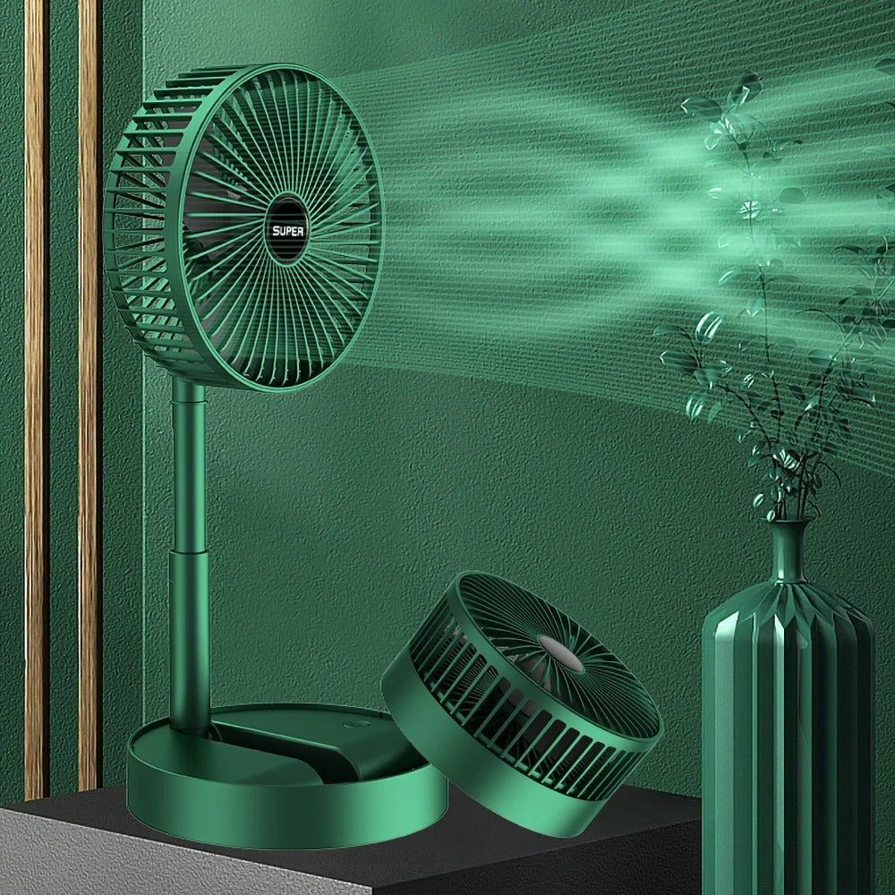 Portable Rechargeable Foldable Table Fan – 2400mAh USB Mini Fan with 3 Speeds & Adjustable Head
