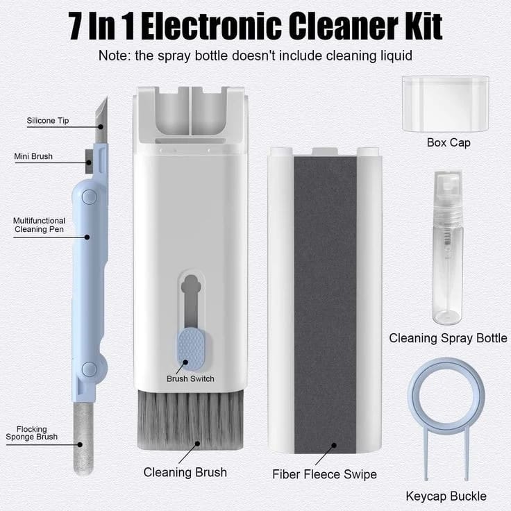 7-in-1 Headphone & Keyboard Cleaning Kit – Multi-Function Earbuds Cleaning Pen & Brush