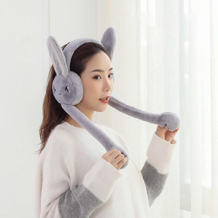 Cute Jumping Rabbit Earmuffs Hat – Moving Ears Plush Bunny Hat for Kids
