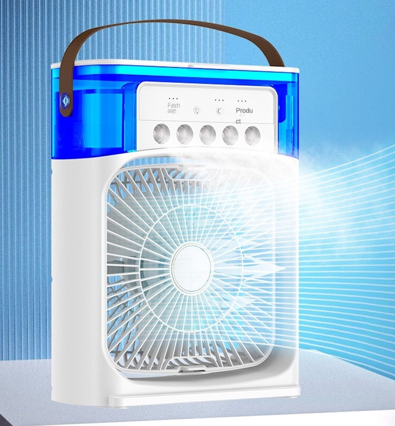 Portable Mist Fan 11-Inch – USB Cooling Fan with Water Mist, Humidifier & LED Night Light