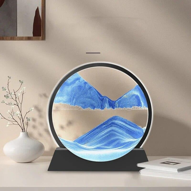 3D Moving Sand Art Lamp – Decorative Sandscape Table Lamp with Stand