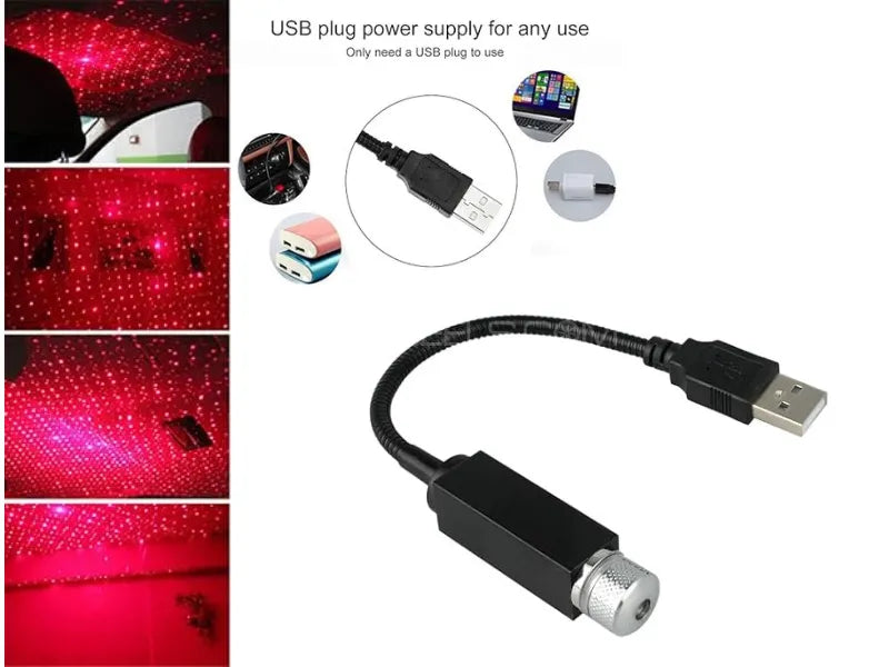 Mini LED Car Roof Star Night Light Projector – Galaxy Ambient Lamp for Car Interior